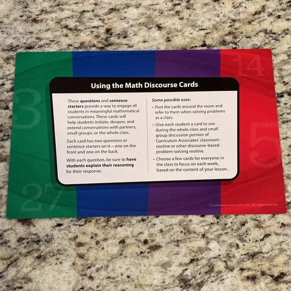 Math Discourse Cards by Curriculum Associates NEW - 98 card set - Picture 3 of 4